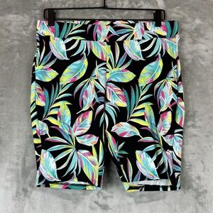 Torrid Leggings Biker Shorts Women's 1 Black w/ Pink Blue Green Floral Tropical